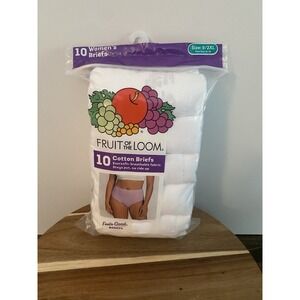 Woman's Fruit of the Loom Size 9 2XL 10 Pack Cotton White Briefs NEW